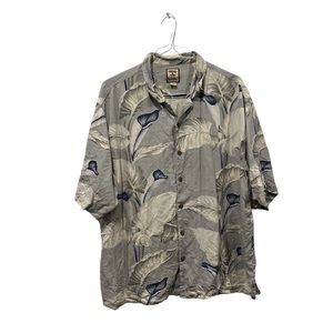 Tommy Bahama Vintage Hawaiian Shirt Men's XL SS Blue Floral‎ Tropical 100% Silk